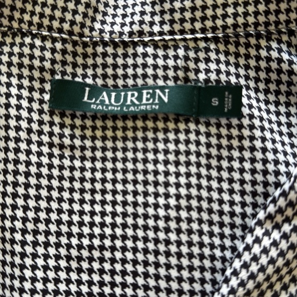 Lauren Ralph Lauren Houndstooth Pajama Top Black White Checkered Sz S - Picture 7 of 13